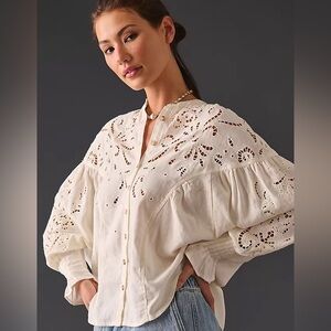 Anthropologie Pilcro Structured Eyelet Blouse